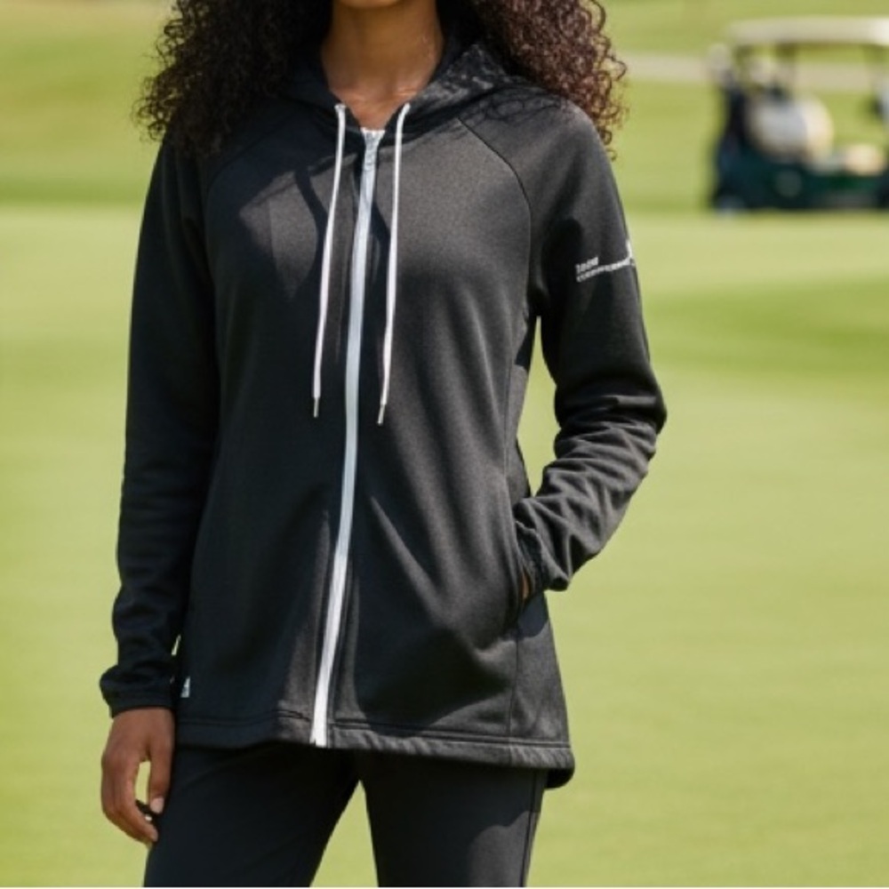Adidas BMW Championship Golf Jacket Womens Black Full Zip Hoodie Climalite L